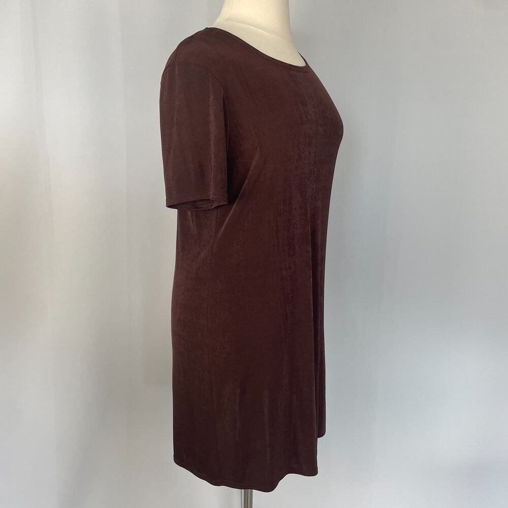 Vintage Casual Dress Plus Size 14W 16W Chocolate Brown Minimal Stretch T Shirt - Picture 4 of 12